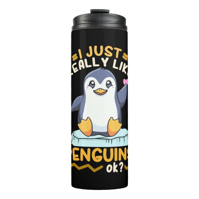 Garrafa Térmica Eu Gosto Muito De Pinguins (Frente)