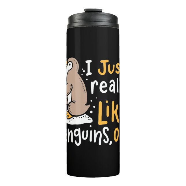 Garrafa Térmica Eu Gosto Muito De Pinguins. (Frente)