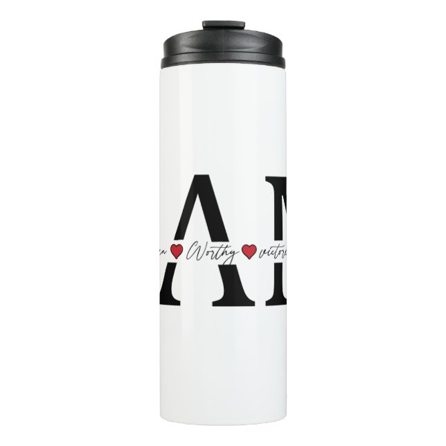 Garrafa Térmica Eu sou amado, escolhido, digno, vitorioso, o sufic (Frente)