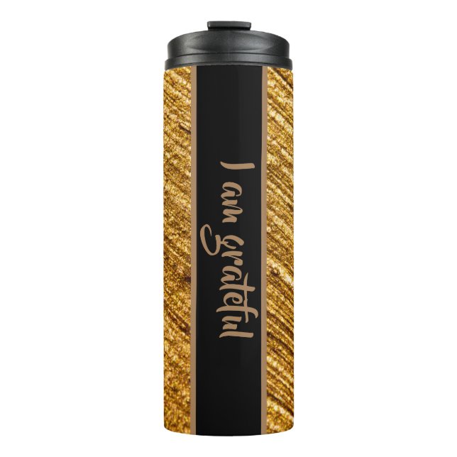 Garrafa Térmica Eu sou Copo Térmico Agradecido Dourado Design Marr (Frente)
