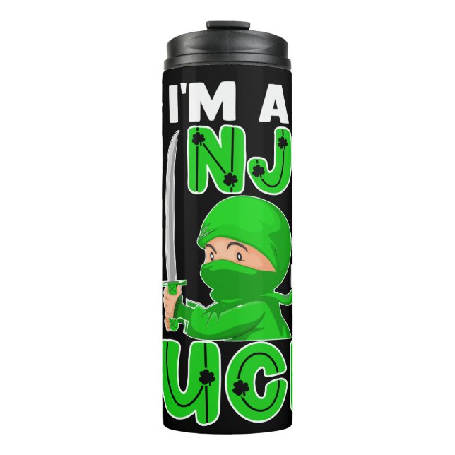 Garrafa Térmica Eu Sou Um Ninja Não Preciso de Sorte Dia de São Pa (Frente)