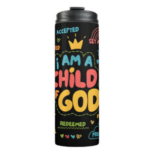 Garrafa Térmica Eu sou uma Criança de Deus Fé Cristã Retro Jesus