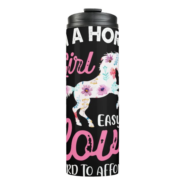 Garrafa Térmica Eu sou uma garota de cavalos fácil de amar Duro a  (Frente)