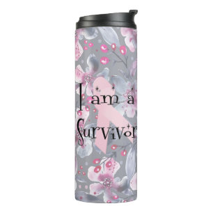 Garrafa Térmica Eu sou uma Sobrevivente Floral de Câncer de Mama G