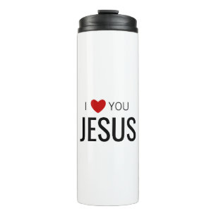 Garrafa Térmica Eu te amo Jesus   Moderno Christian Faith Heart