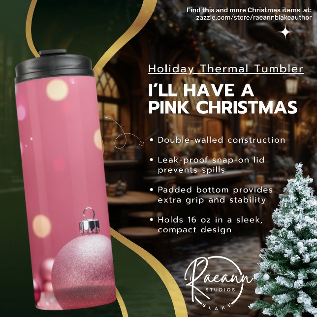 Garrafa Térmica Eu terei um Tumbler de Natal rosa (Criador carregado)