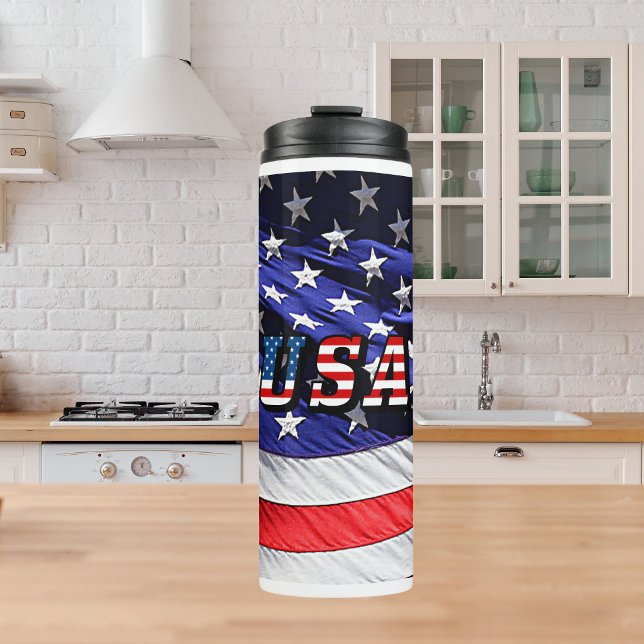 Garrafa Térmica EUA - Bandeira Americana (USA - American Flag Thermal Tumbler)