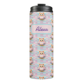 Garrafa Térmica Eule mit Querstreifen muster pastellfarben Muster