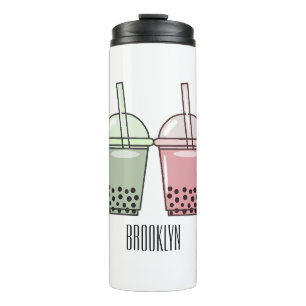 Garrafa Térmica Exemplo de desenho animado do chá de bolhas