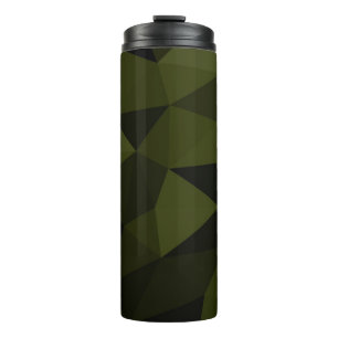 Garrafa Térmica Exército escuro verde preto padrão de malha geomét