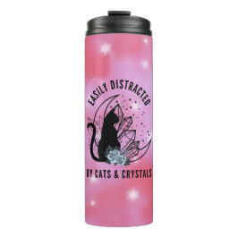 Garrafa Térmica Fácil Distração por Gatos e Cristais Boho