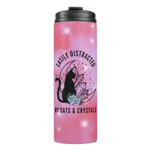 Garrafa Térmica Fácil Distração por Gatos e Cristais Boho