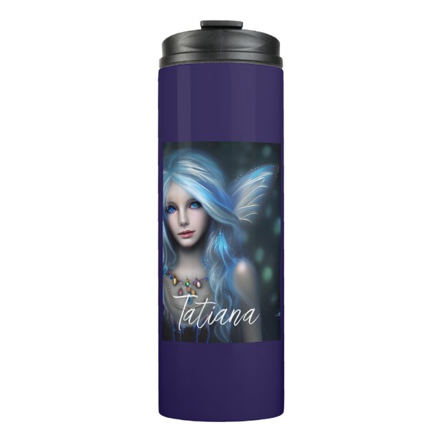 Garrafa Térmica Fada Azul Mística Etérea Personalizada (Frente)