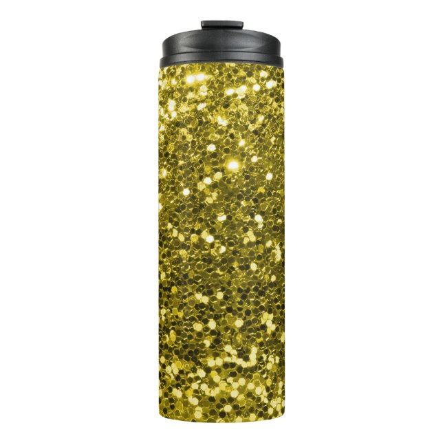 Garrafa Térmica Faísca Dourado fabulosa do brilho do falso do (Frente)