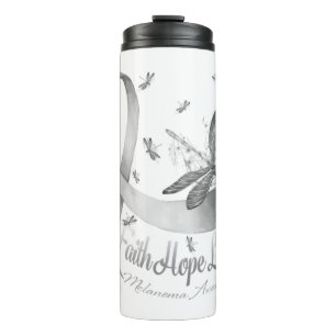 Garrafa Térmica Faith Hope Love Melanoma Sensibilização Dragonfly