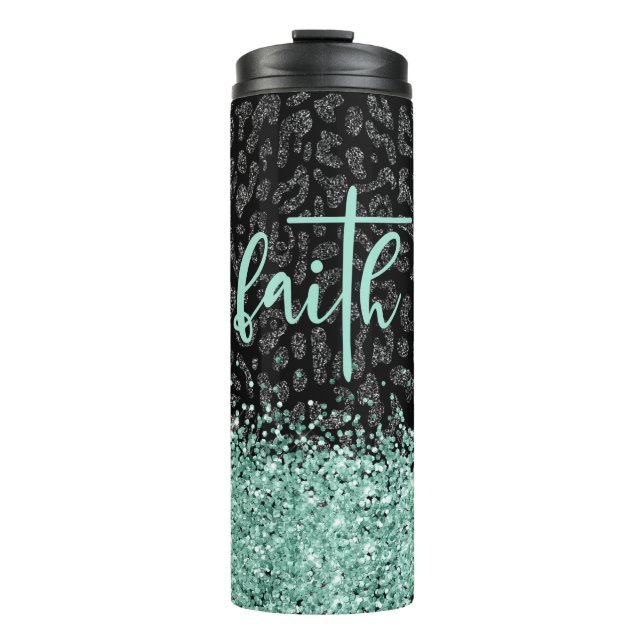 Garrafa Térmica Faith Leopard Tumbler, Leopardo Negro (Frente)