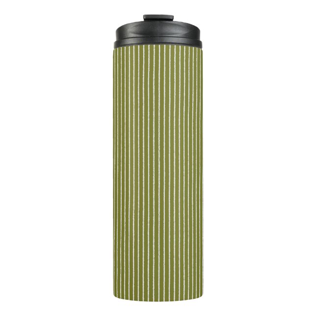 Garrafa Térmica Faixa Verde-Oliva com Linhas Isoladas (Frente)