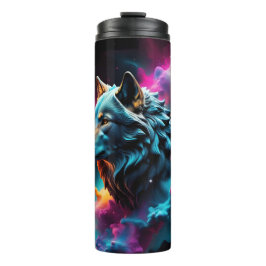 Garrafa Térmica Fantasia Cósmica Fantasia Wolf Personalizada Arte 