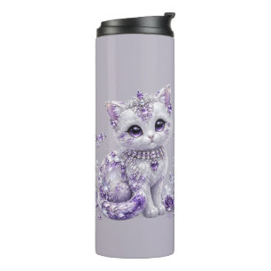 Garrafa Térmica Fantasia de Gatinho Joalheria Roxa Real