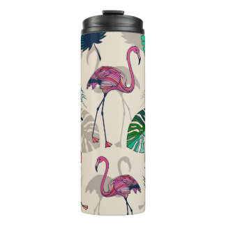 Garrafa Térmica Fantasia Tropical: Flamingo Leaf Pattern