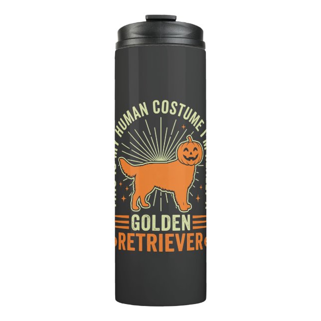 Garrafa Térmica Fantasias Humanas de Golden Retriever para Hallowe (Frente)