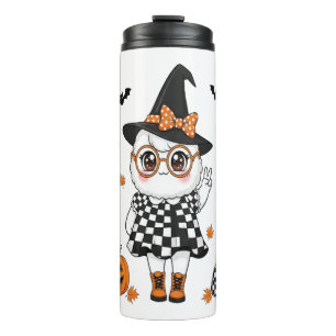 Garrafa Térmica Fantasma de Halloween Fofo