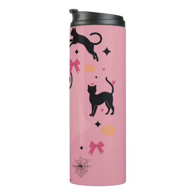 Garrafa Térmica Fantasma de Halloween Pink Coquette (Rotação à direita)