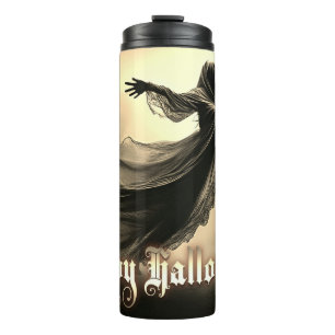 Garrafa Térmica Fantasma Feminino Negro no Inferno - Halloween