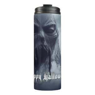 Garrafa Térmica Fantasma preto em uma paisagem infernal - Hallowee