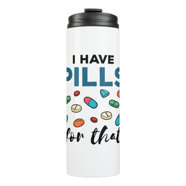 Garrafa Térmica Farmacêutica Pharmacy Tech, tenho comprimidos para (Frente)