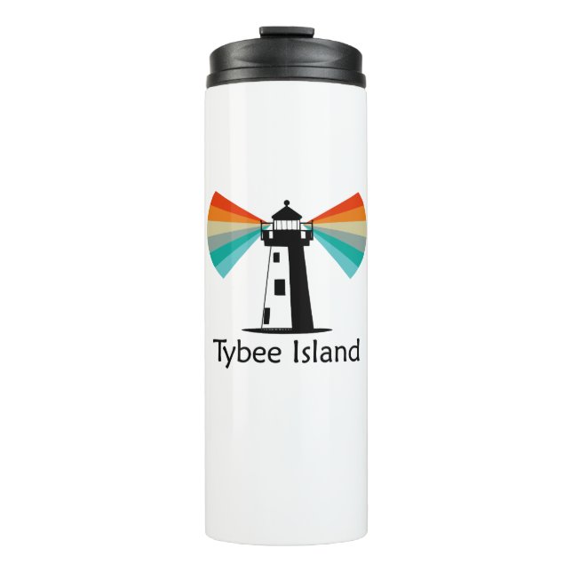 Garrafa Térmica Farol da Ilha Tybee Geórgia Arco-íris (Frente)