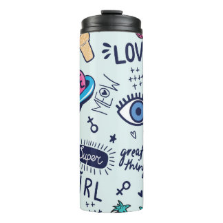 Garrafa Térmica Fashion Patch: Pop Art Stickers.