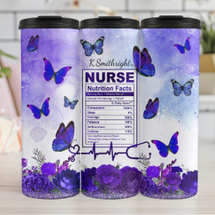 Garrafa Térmica Fatos de Nutrição de Enfermeira Borboleta Roxa