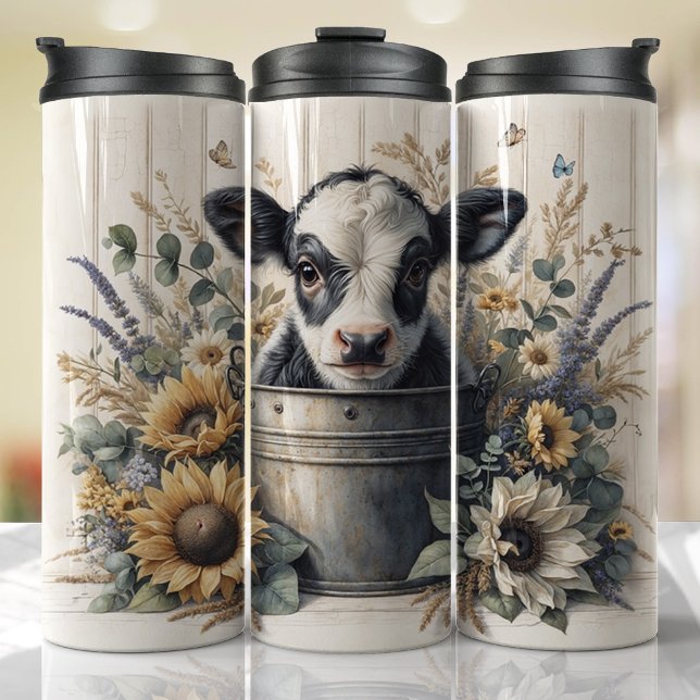 Garrafa Térmica Fazenda do presente do trevo (Cute cow farm animal tumbler)