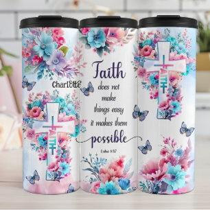 Garrafa Térmica Fé Torna As Coisas Possíveis Florais