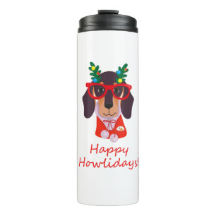 Garrafa Térmica Felicidades de Natal Fofo e Alegre Doxie Dachshund