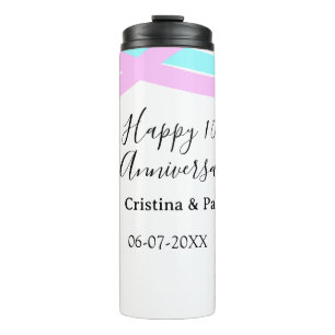 Garrafa Térmica Feliz 10º aniversário simples nome de casamento mi