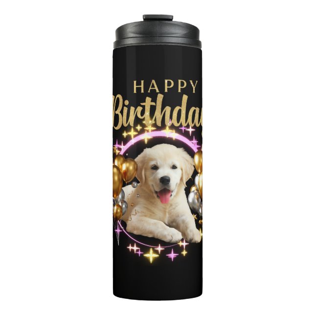 Garrafa Térmica Feliz aniversário Labrador Retriever (Frente)