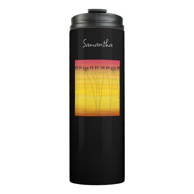 Garrafa Térmica Feliz aniversário, Verão tropical (Frente)