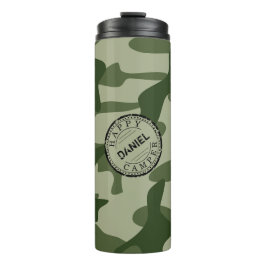 Garrafa Térmica Feliz Camper Olive Green Camo Name Camo Viagem