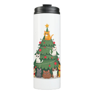 Garrafa Térmica Feliz Catmas Árvore de Natal Engraçada, Gatos Meow