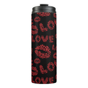 Garrafa Térmica Feliz Dia dos Namorados Amor Elegante Vermelho & P