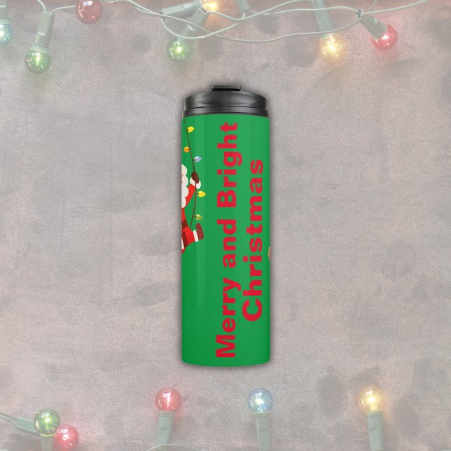 Garrafa Térmica Feliz e brilho monograma em verde | (Criador carregado)