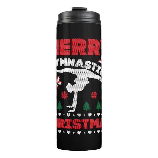 Garrafa Térmica Feliz ginástica Camisa de Natal Feia (Frente)