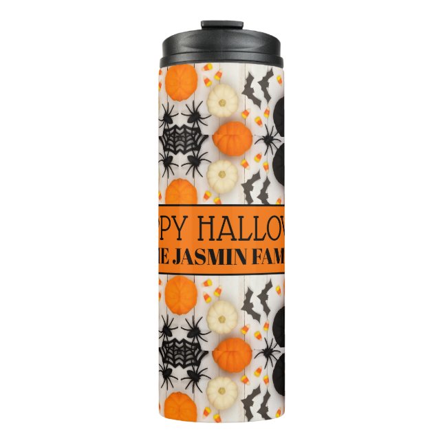 Garrafa Térmica Feliz Halloween Abóbora Laranja (Frente)