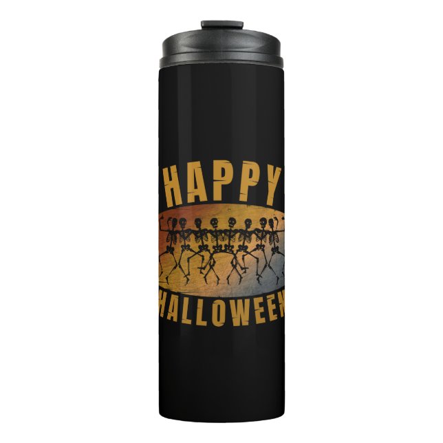 GARRAFA TÉRMICA  FELIZ HALLOWEEN ESQUELETO DANÇANTE (Frente)