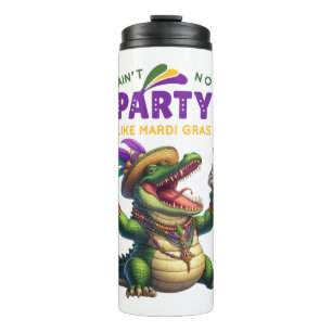 Garrafa Térmica Feliz Mardi Gras Alligator