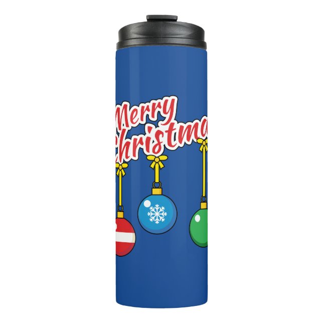 Garrafa Térmica Feliz Natal com as bolas de caça (Frente)