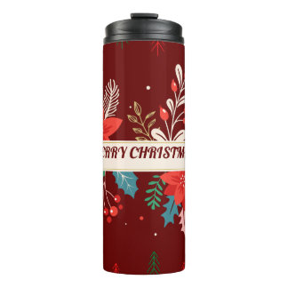 Garrafa Térmica Feliz Natal Floral