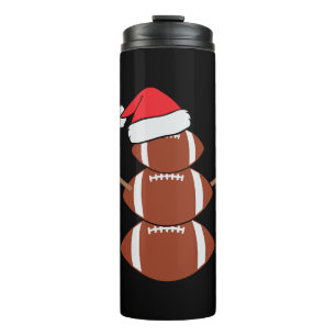 Garrafa Térmica Feliz Natal Futebol Snowman Santa Hat Engraçado